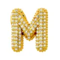Gold plated micro pave bubble letter M pendant, sparkling cubic zirconia fashion jewelry. - Letter M Style (T01844)
