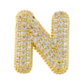 Bubble letter N micro pave diamond pendant 18k gold plated fashion jewelry accessory. - Letter N Style (T01319)