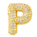 Gold-plated letter P pendant, micro-pave cubic zirconia bubble charm for necklace. - Letter P Style (T01307)