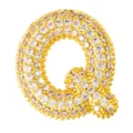 Gold plated bubble letter Q pendant micro paved rhinestone fashion jewelry accessory. - Letter Q Style (T01306)