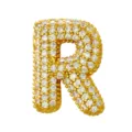 Gold Plated Puffy Bubble Letter R Pendant Micro Paved Cubic Zirconia Fashion Jewelry Accessory - Letter R Style (T01845)