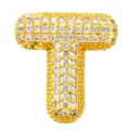 Gold Plated Bubble Letter T Pendant Micro Pave Cubic Zirconia Charm Jewelry Accessory - Letter T Style (T01305)