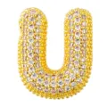 Gold plated letter U pendant, micro pave cubic zirconia bubble alphabet jewelry accessory. - Letter U Style (T01315)