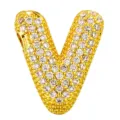 Gold V Letter Bubble Micro-Paved Zirconia Pendant 18K Plated Fashion Jewelry Accessory - Letter V Style (T01317)