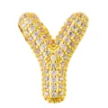 Gold plated bubble letter Y pendant necklace sparkling micro pave cubic zirconia charms jewelry - Letter Y Style (T01301)