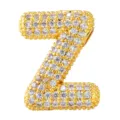 Gold plated bubble letter Z pendant micro paved cubic zirconia fashion jewelry accessory variant - Letter Z Style (T01299)