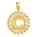 Gold-plated copper micro-pave cubic zirconia round letter C pendant necklace accessory. - Letter C Style / Gold