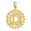 Gold letter D pendant necklace featuring shimmering cubic zirconia in a round frame design. - Letter D Style / Gold