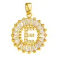 Gold Plated Letter E Pendant Necklace Charm with Sparkling Clear Cubic Zirconia Stones - Letter E Style / Gold