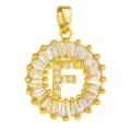 Gold plated circular baguette cubic zirconia letter F pendant jewelry accessory. - Letter F Style / Gold