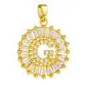 Gold plated brass round letter G pendant micro paved with cubic zirconia fashion jewelry accessory - Letter G Style / Gold