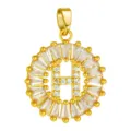 Gold plated round letter H pendant micro pave zircon charm necklace accessory for women - Letter H Style / Gold