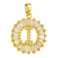 Gold Plated Zircon Letter I Pendant Round CZ Necklace Charm Fashion Jewelry Accessory Variant - Letter I Style / Gold