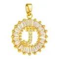 Gold-plated round letter J pendant necklace accessory featuring micro-set sparkling cubic zirconia. - Letter J Style / Gold