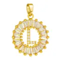 Gold round letter L pendant micro-paved with sparkling cubic zirconia for necklace jewelry accessory - Letter L Style / Gold
