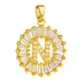 Gold Plated Cubic Zirconia Letter N Pendant Circular Initial Charm DIY Jewelry Access - Letter N Style / Gold