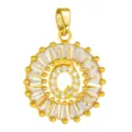 Gold-plated copper micro-pave cubic zirconia letter Q circular pendant necklace accessory. - Letter Q Style / Gold