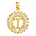 Gold Letter T Zircon Pendant Necklace Copper Micro Pave Letter Charm Fashion Jewelry Accessory - Letter T Style / Gold