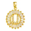 Gold Letter U Zircon Pendant Necklace Copper Micro Paved Alphabet Jewelry Accessory - Letter U Style / Gold
