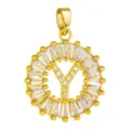 Gold Plated Letter Y Pendant Cubic Zirconia Circle Necklace Jewelry Accessory SKU - Letter Y Style / Gold