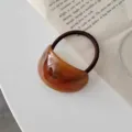 Minimalist brown resin hair tie for women, elegant geometric ponytail holder rubber band. - 1#Caramel