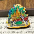 Xishuangbanna souvenir aimant de frigidaire en bois design de dessin anime cadeau creatif. - Xishuangbanna (YSK25032) / 10x7cm