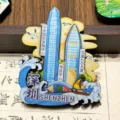 Aimant de réfrigérateur en bois repère de Shenzhen, souvenir touristique créatif décor de ville. - Shenzhen (YSK25029) / 10x7cm