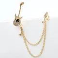 Gold guitar rhinestone brooch with double chains music note pin for women elegant jewelry - Gold Guitar (TL0021)