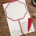 Traditional Chinese Blank Round Silk Fan, Red Border Wood Handle Hand Painted Art Craft - Beechwood - Octagonal - Red Border