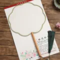 Traditional Chinese blank round fan with silk cloth, wooden handle and green tassel for DIY art. - Beechwood - Octagonal - Green Border