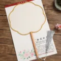 Traditional Chinese silk round fan hand-painted blank fan with wooden handle and tassel. - Beechwood - Octagonal - Yellow Border