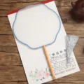 Chinese traditional round silk fan with wooden handle and elegant tassel for DIY painting art - Beechwood Lanterns with Blue Border