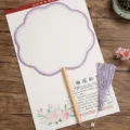 Handheld blank silk fan with wooden handle and purple tassel for DIY painting crafts. - Beechwood - Octagonal - Purple Border