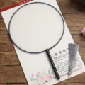 Handcrafted Chinese classical blank round silk fan with wooden handle and elegant tassel. - Bamboo Joint Handle - White Satin
