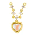 Gold-plated copper micro-pave cubic zirconia heart pendant DIY jewelry making accessory. - Heart Moonstone Style (T00401)