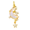 Gold plated crescent moon star zircon pendant DIY jewelry accessory charms wholesale - Moon Star Style (T00403)