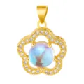 Gold-plated flower shape pendant with central iridescent stone DIY jewelry accessory - Five-Petal Flower Style (T00404)