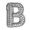 Detailansicht des puffy Buchstaben B Anhängers mit funkelnden Zirkonia Steinen gefasst. - Initial B Anhänger / Silber