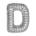 Silberfarbener Bubble Buchstabe D Anhänger mit Zirkonia Steinen, runder Ballon Alphabet Charm. - Buchstabe D Anhänger / Silber