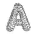 Silberner Zirkonia-Blasen-Buchstabe A Anhänger, Mikro-Pavé-Kristall-Schmuck-Accessoire. - Buchstabe A Anhänger / Silber