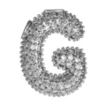 Klobiger Blasen-Buchstabe G Anhänger, silberfarbener Zirkonia Alphabet-Schmuckanhänger. - G-Buchstabenanhänger / Silber