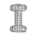 Puffy Bubble Buchstabe I Anhänger, glänzendes Mikropaves Zirkonia silbernes Schmuckstück. - Buchstabe I Anhänger / Silber