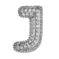 Silberner Bubble Buchstabe J Anhänger, Mikro Pavé Zirkon Pummelig Initial Charm DIY - Buchstabe J Anhänger / Silber