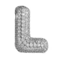 Gepolsterter Buchstabe L Anhänger mit Zirkonia Mikro Pavé besetzt für modische Halsketten. - Buchstabe L Anhänger / Silber