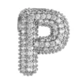Silber Zirkonia Pave Bubble Buchstabe P Anhänger Kette Schmuck Zubehör Großhandel - Buchstabe P Anhänger / Silber