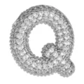 Silberne Puffy Buchstabe Q Anhänger, Mikro Pave Zirkonia hip hop dicke Alphabet Schmuck. - Buchstabe Q Anhänger / Silber