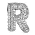Aufgeblasener Buchstabe R Anhänger Zirkonia mikro pavé Silber Ton Ballon Charm Schmuck - Buchstabe R Anhänger / Silber