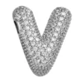 Silberner Mikro Pave Zirkonia Blasen Buchstabe V Anhanger glitzernder Initial Charm - Buchstabe V Anhänger / Silber