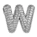 Mikropflaster Zirkonia Blase Buchstabe W Anhänger Charm, stilvolles silbernes Schmuckzubehör. - Buchstabe W Anhänger / Silber