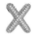 Mikrogefasster Zirkon Blasen Buchstabe X Anhänger, stilvoller dicker Kupferschmuck Charm. - Buchstabe X Anhänger / Silber